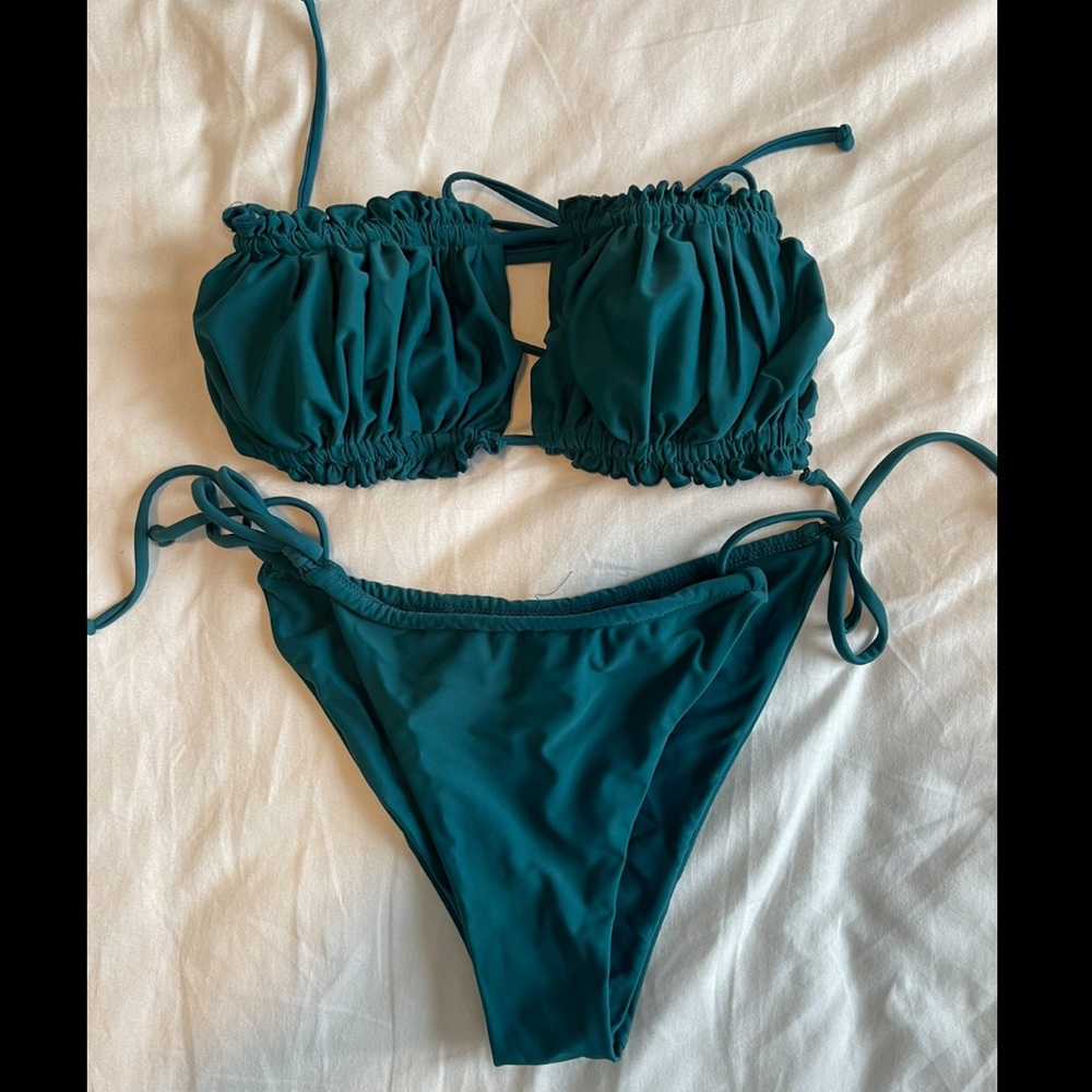 Strapless blue bikini set -Size L